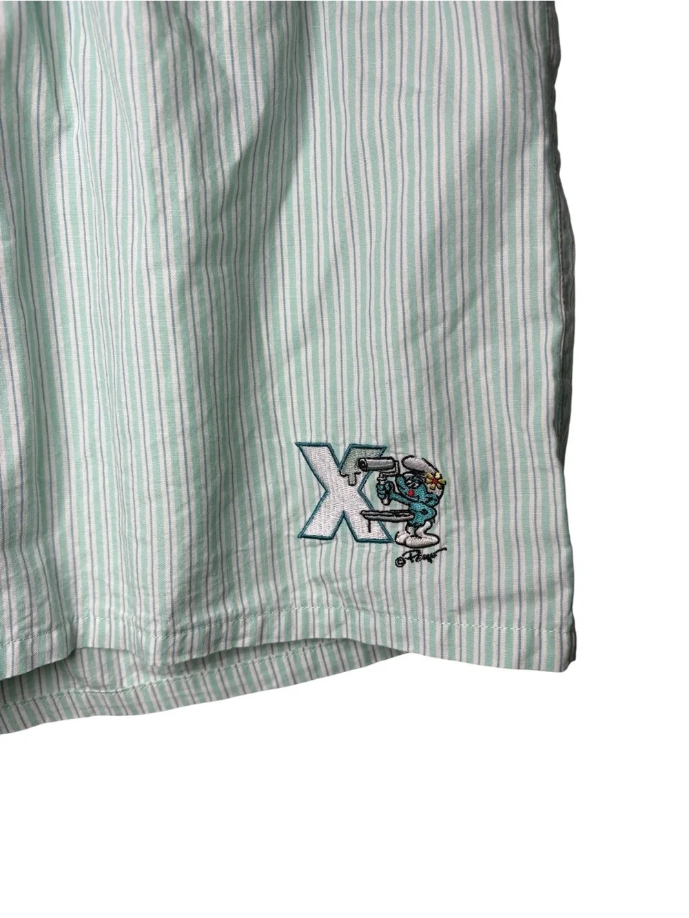 Savage X Fenty x Smurfs Men’s Boxer Shorts Small NWT Striped Mint Green